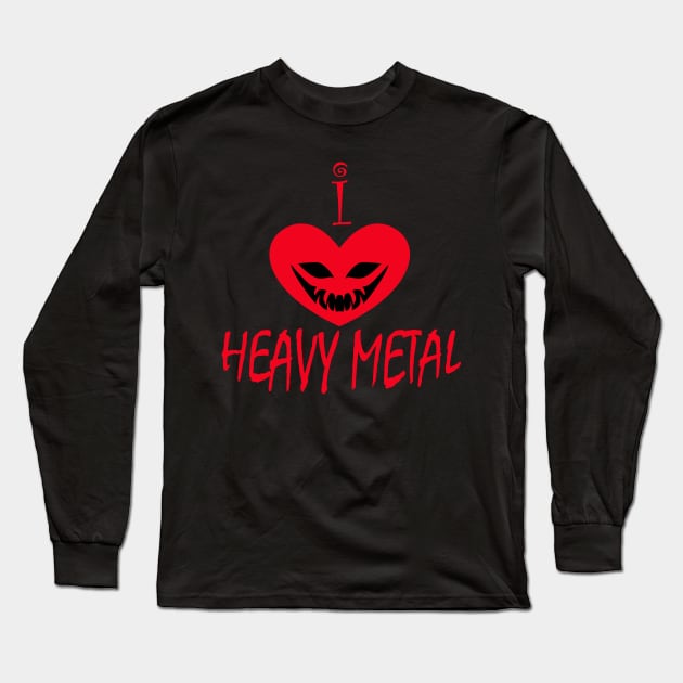 I Heart Heavy Metal Long Sleeve T-Shirt by Wickedcartoons